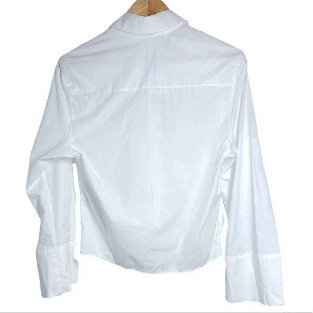 ZARA Cropped Front Tie Button Down Blouse